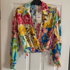 🔥MASSIVE CLEARANCE!💸 5 ITEMS/$40💗 NWT Zara Patchwork Printed Shirt